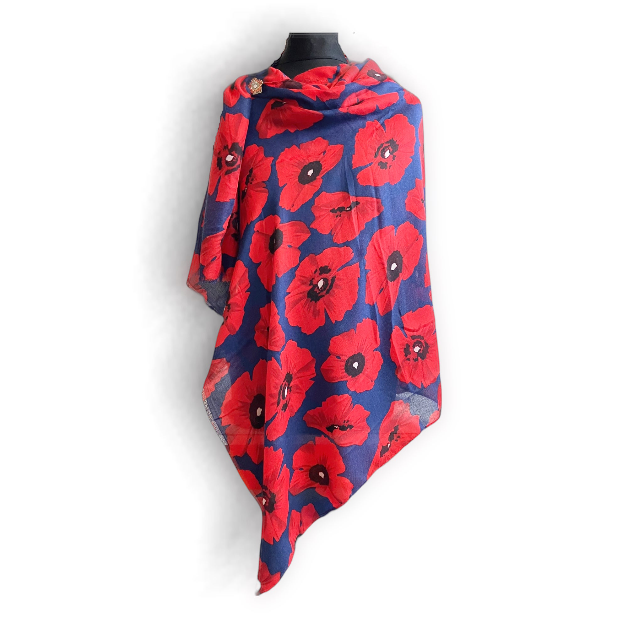 Sapper Shop Red and Blue Poppy Print Scarf | The Sapper Shop